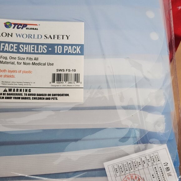 TCP Global Salon World Blue Clear PET Made Safety Protective Face Shields 10pk - Picture 5 of 16